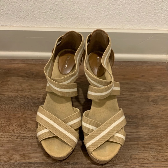 Tan and White Cork Wedges - Picture 2 of 4